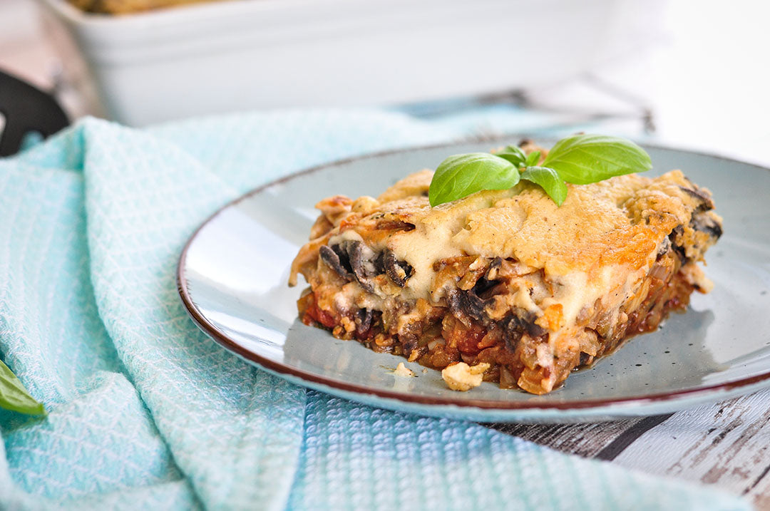 Oven-baked black bean pasta