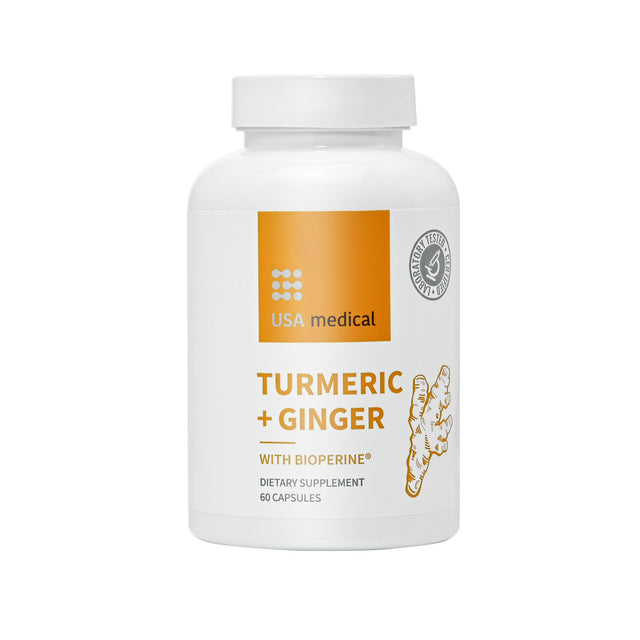 USA Medical Turmeric and Ginger Capsules with BioPerine® 60 pcs