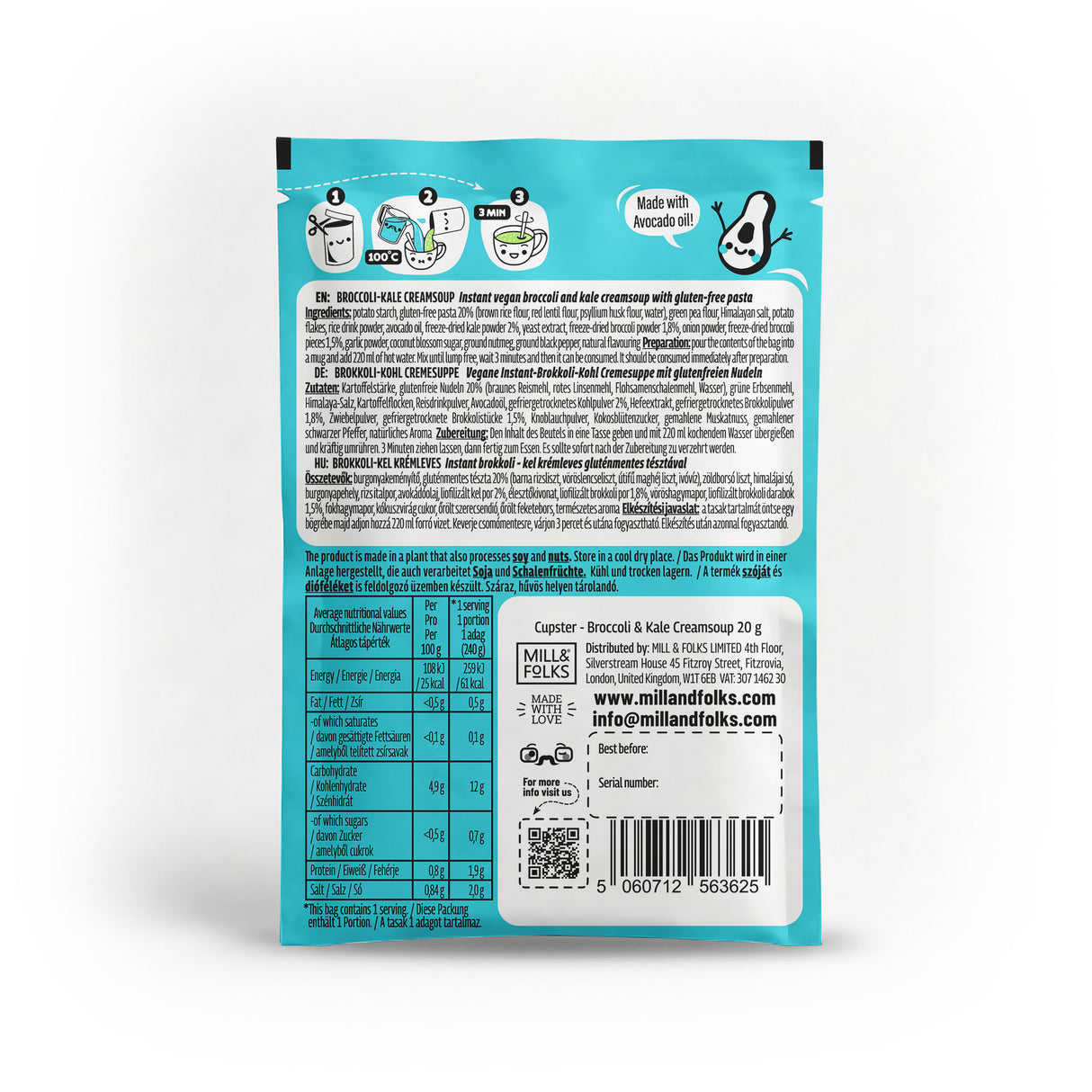Cupster natychmiastowa zupa krem z brokułów i jarmużu 10 opakowań (10x20g)