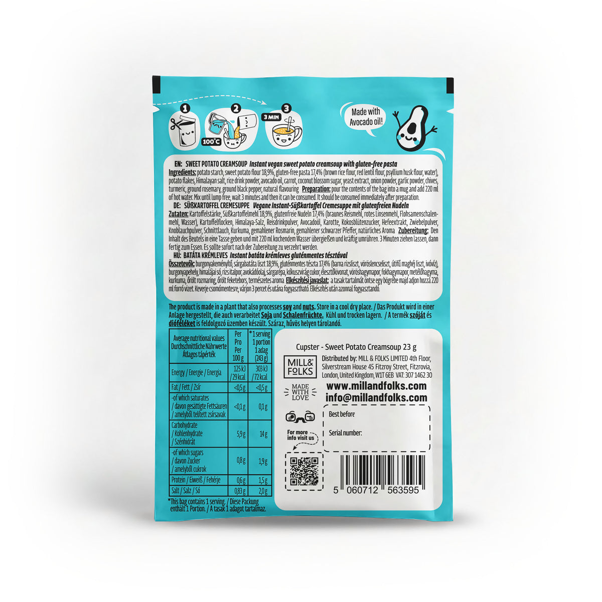 Cupster crema instantánea de batata dulce paquete de 10 (10x23g)