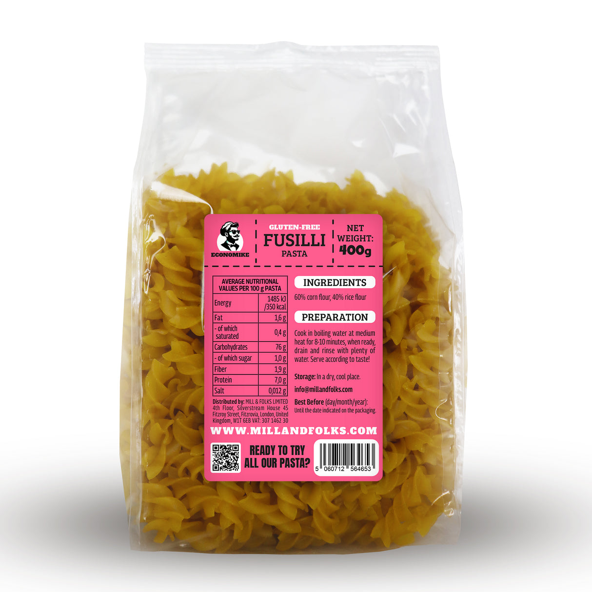 Economike Gluten-free corn-rice pasta fusilli 400g