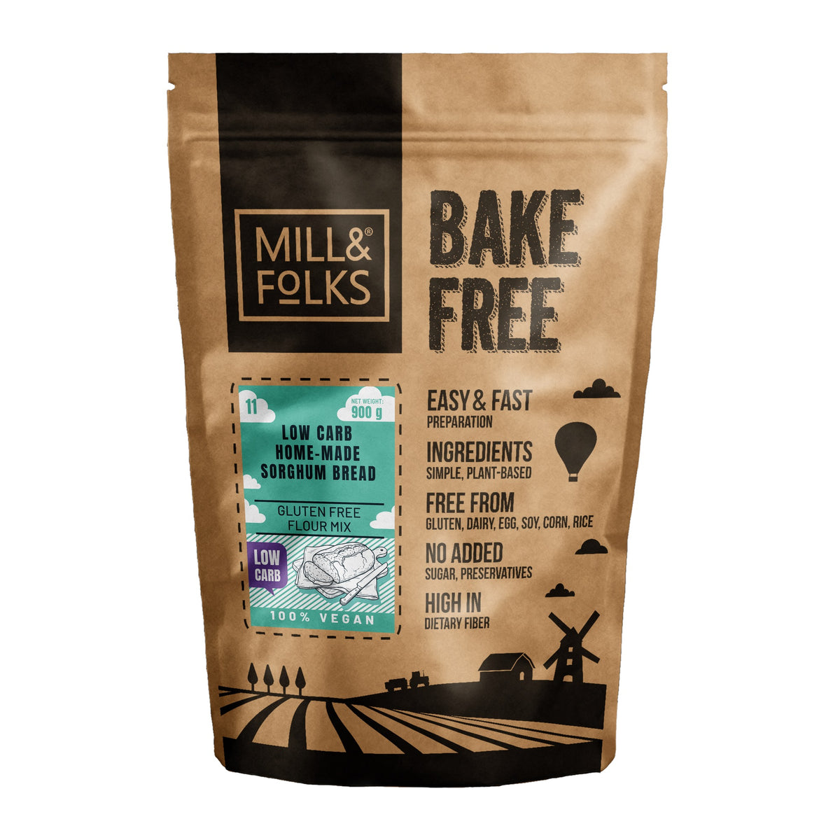Bake-Free hausgemachte Low-Carb Sorghum-Brotmehlmischung 900g