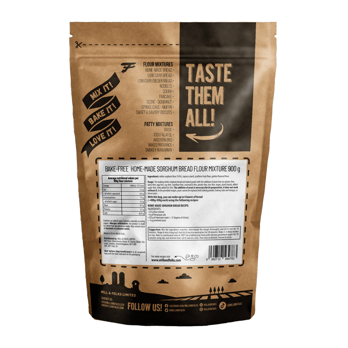 Bake-Free Home-made sorghum bread flour mixture 900g
