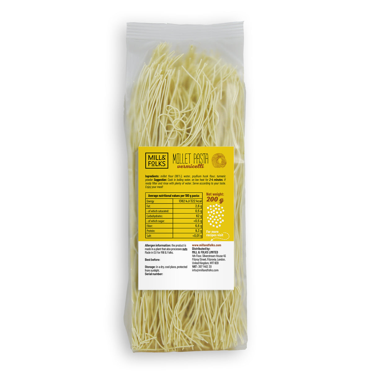 Millet pasta vermicelli