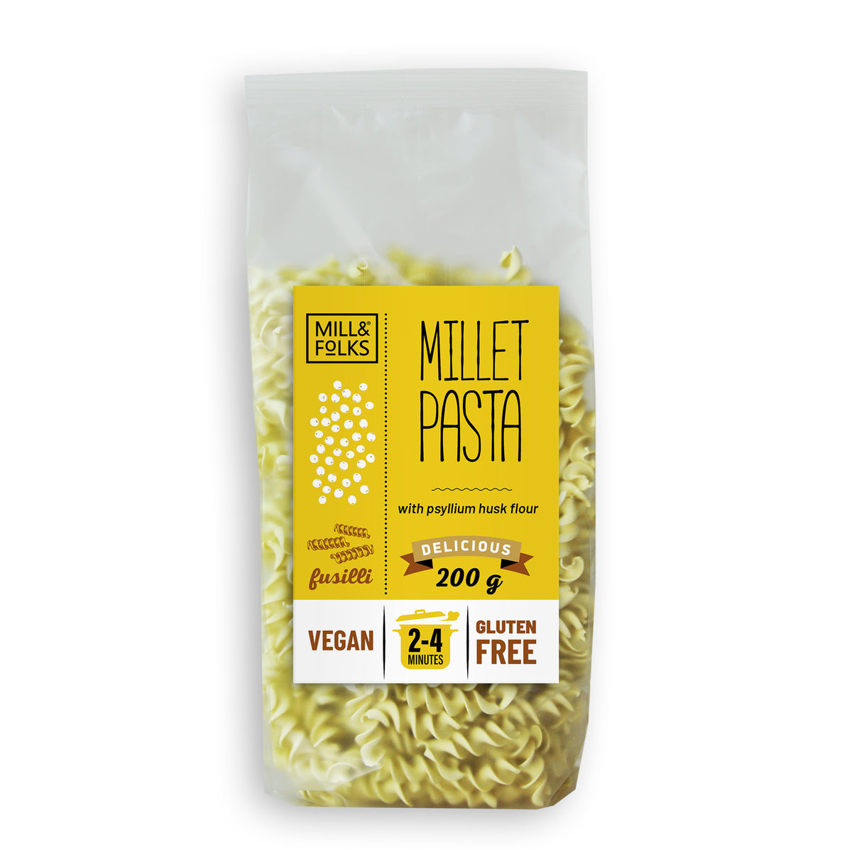 Millet pasta fusilli