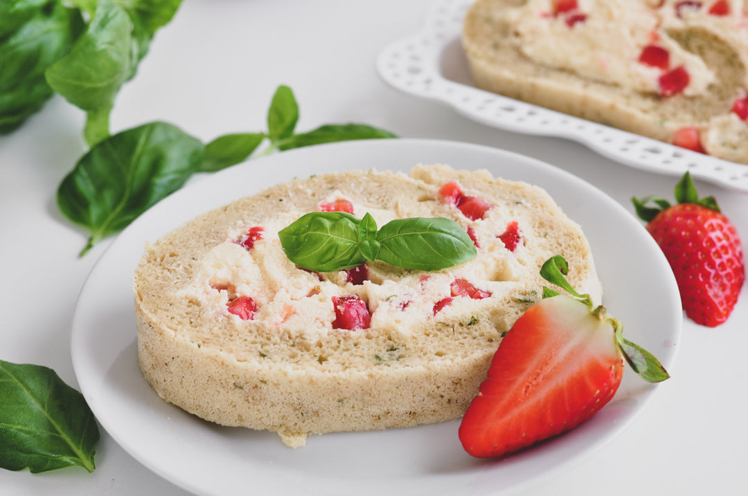 Strawberry-basil swiss roll