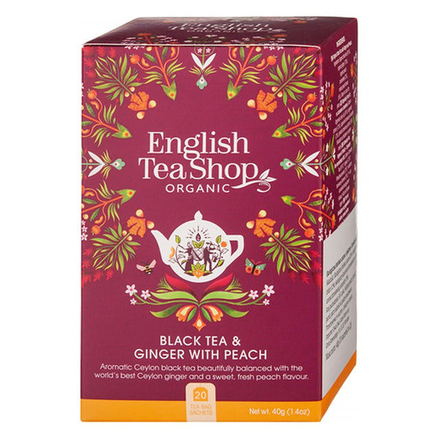English Tea Shop Organic Black Tea & Ginger with Peach 40g (20 bags)