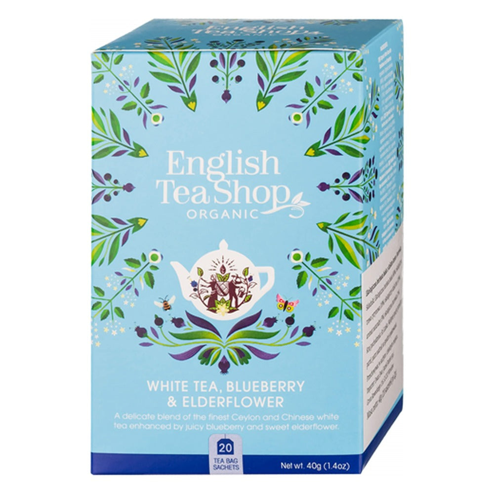 English Tea Shop Organic White Tea, Blueberry & Elderflower 40g (20 bags)