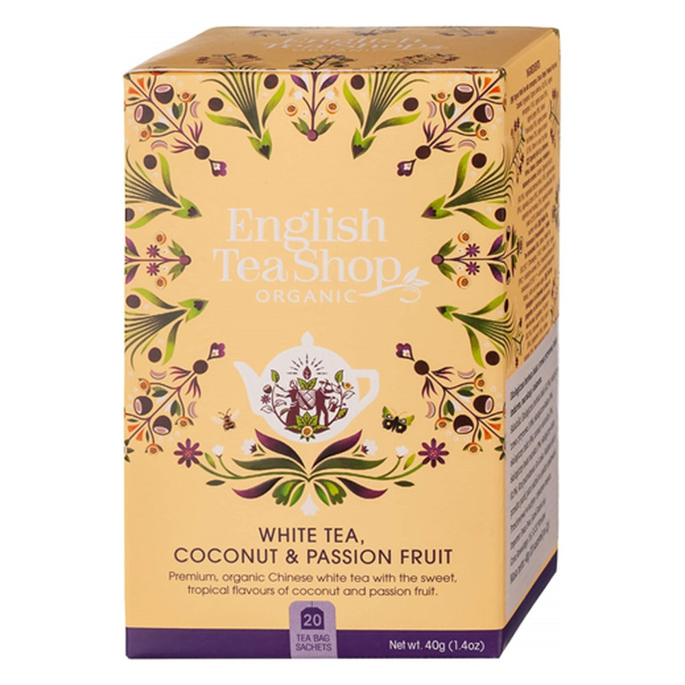 English Tea Shop Organic White Tea, Coconut & Passion Fruit 40g (20 bags)