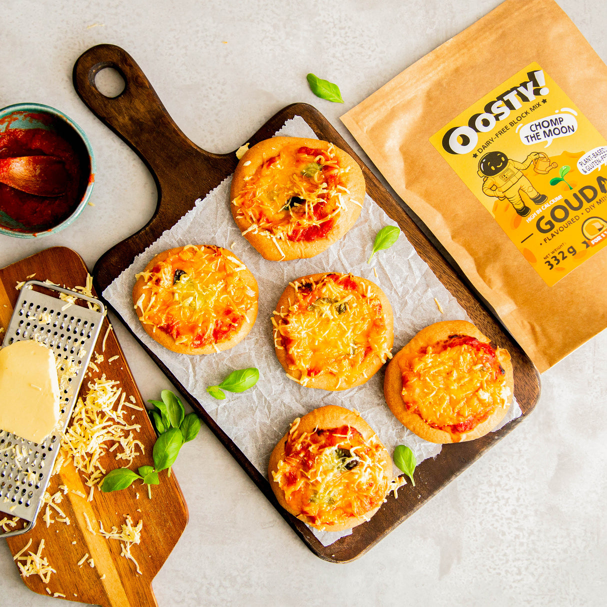 Mistura vegetal com sabor Oosty Gouda 332g (Para preparar 1kg de bloco vegetal)
