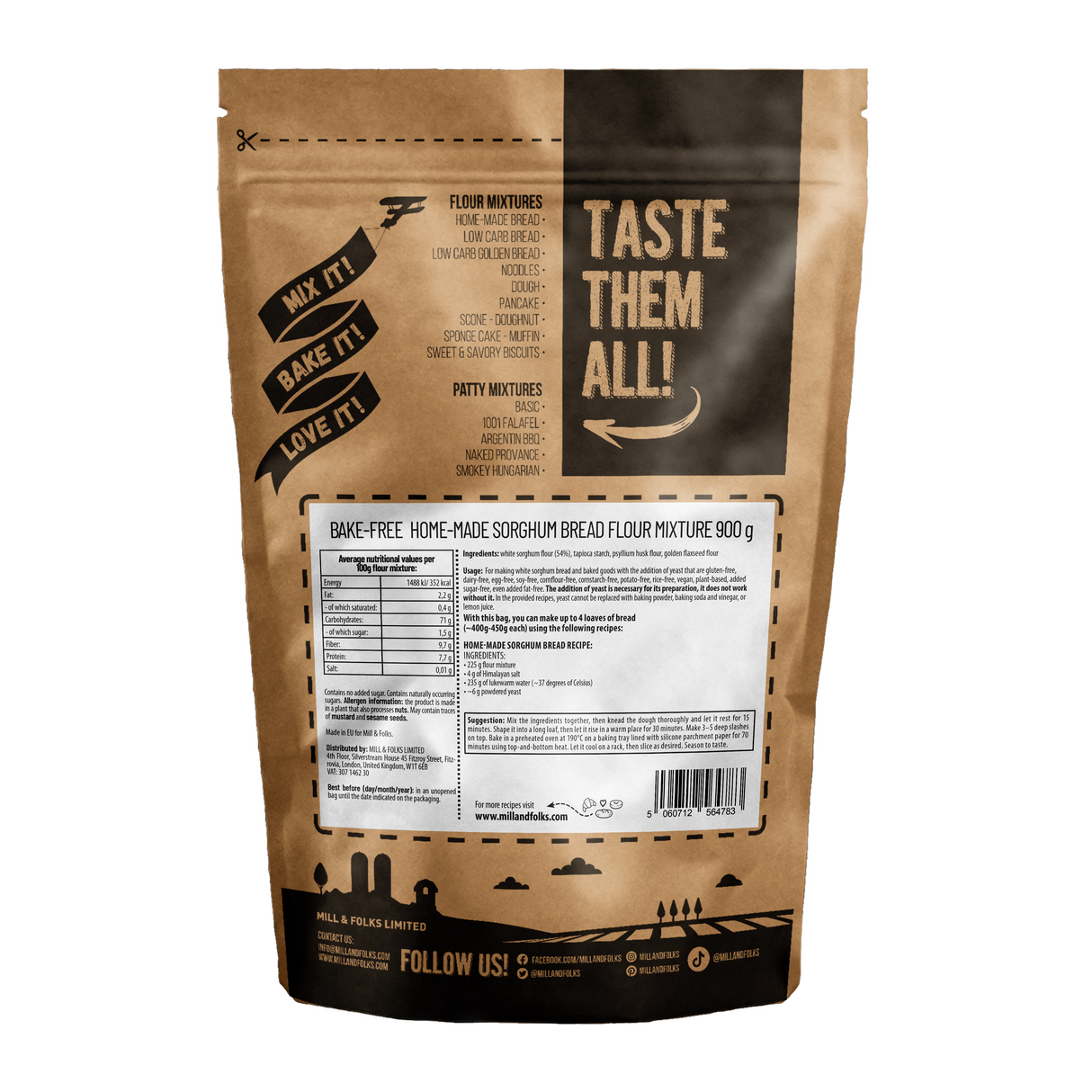 Bake-Free Home-made sorghum bread flour mixture 900g