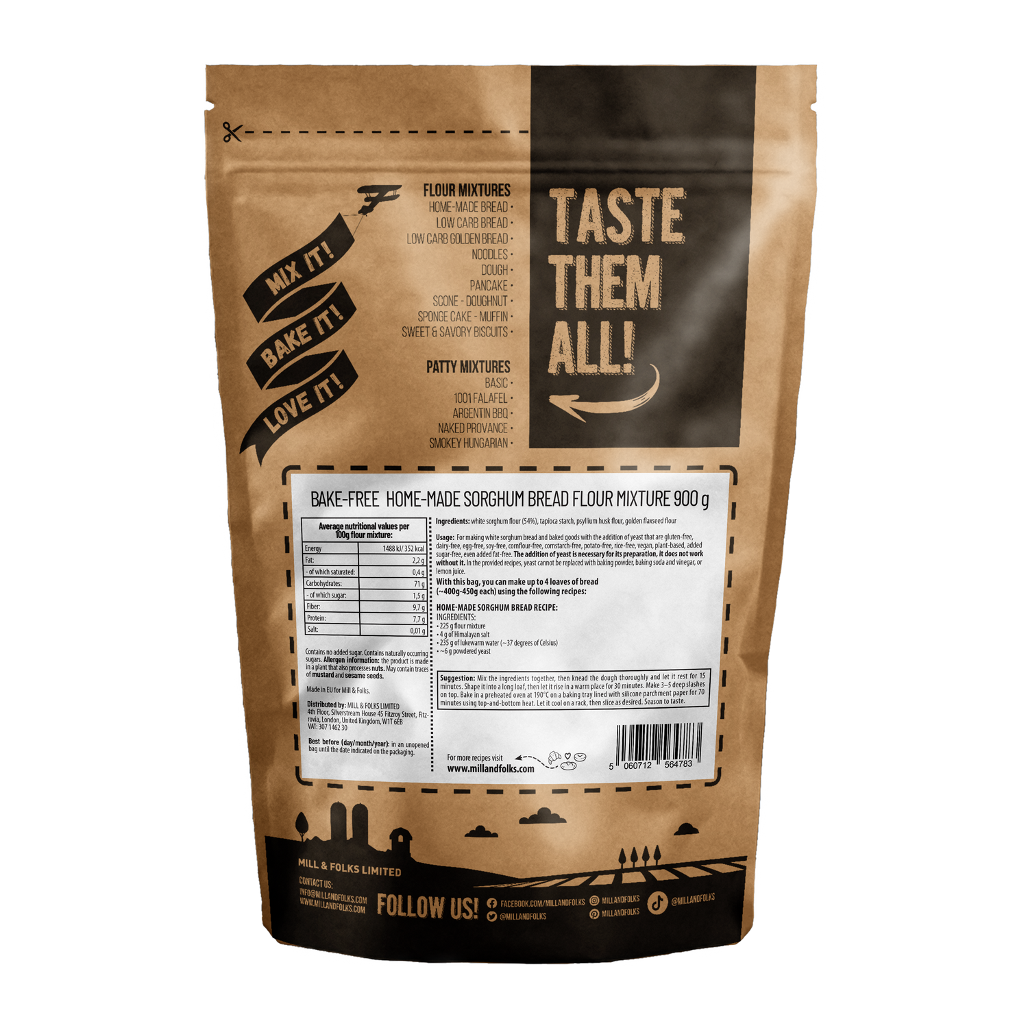 Bake-Free Home-made sorghum bread flour mixture 900g