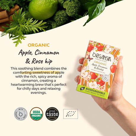 Organsia Apple, Cinnamon & Rosehip Organic Tea (18 bags)