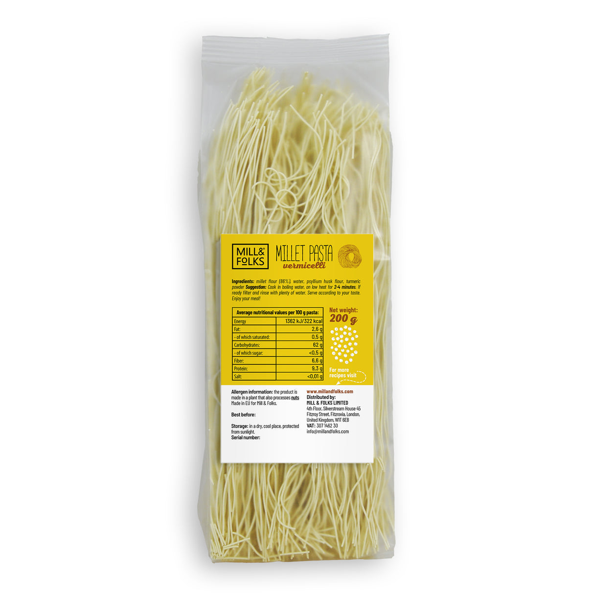 Millet pasta vermicelli