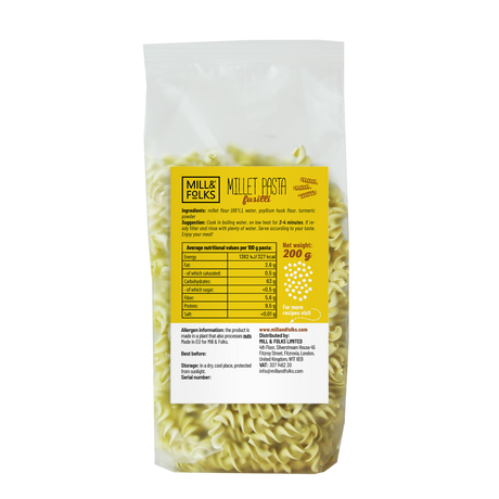 Millet pasta fusilli