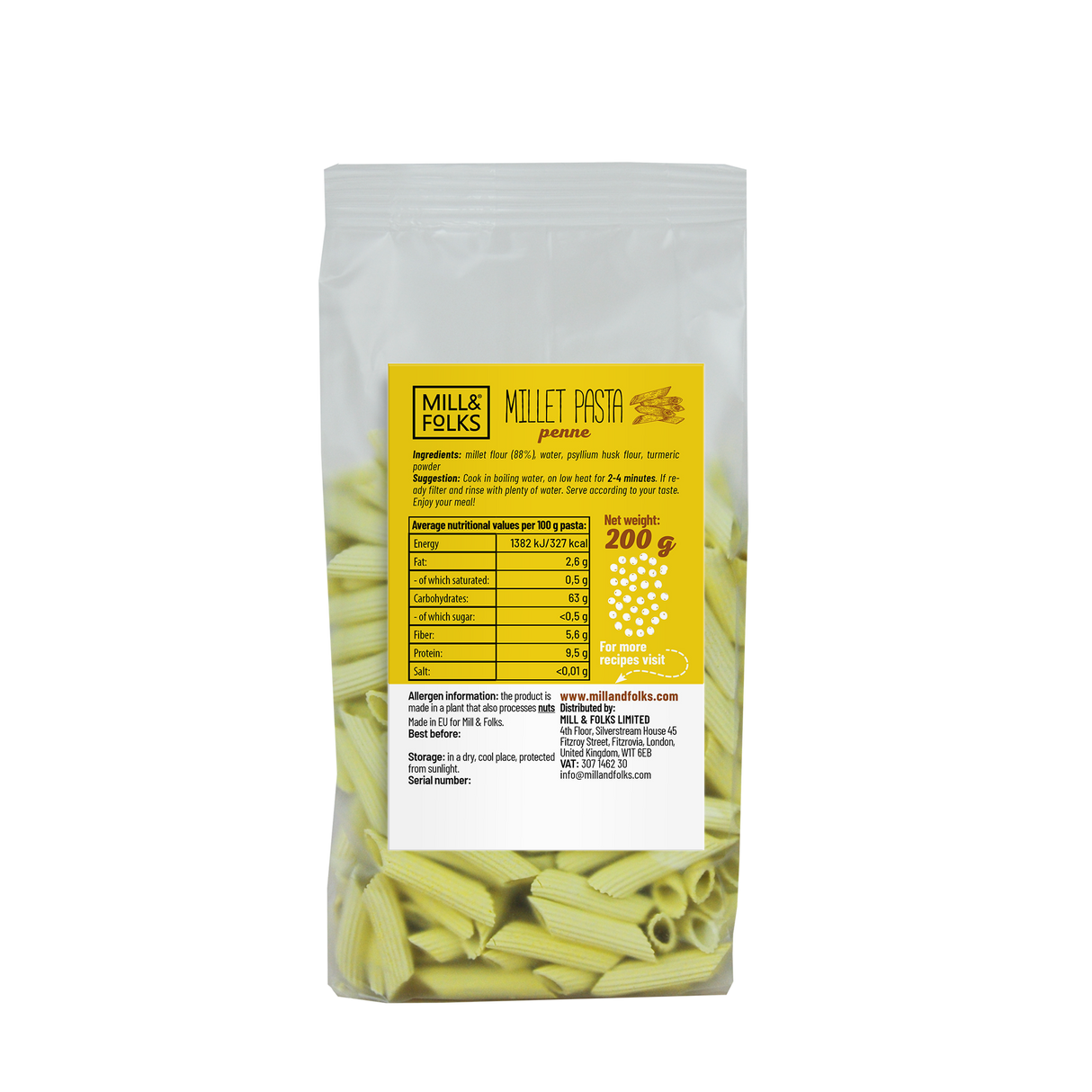 Millet pasta penne