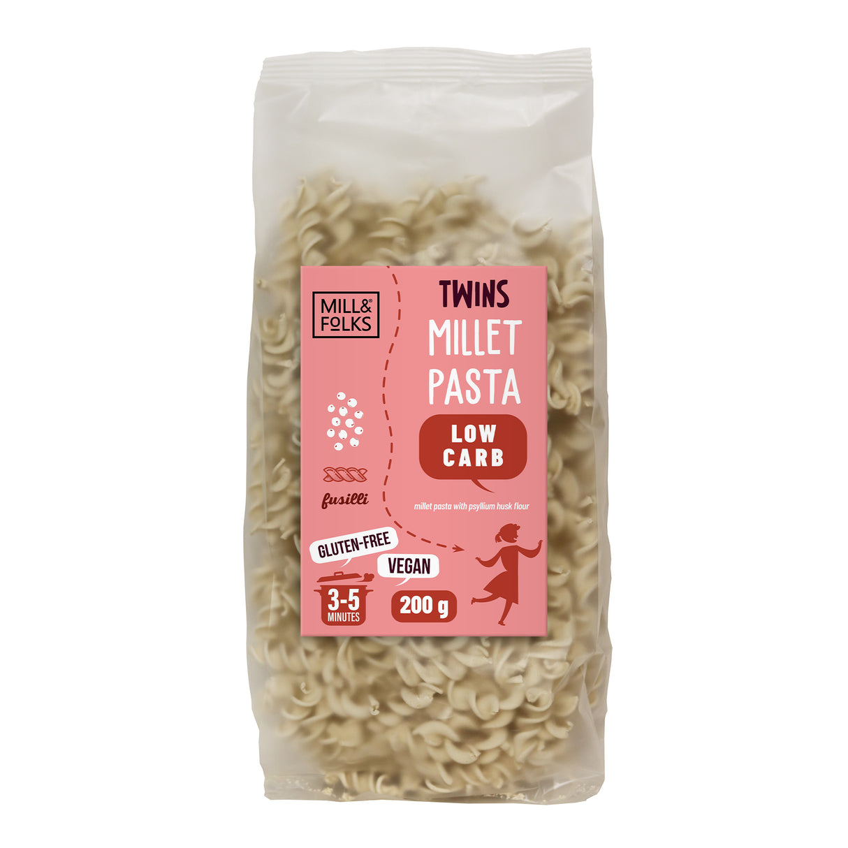 Twins Millet pasta low carb fusilli