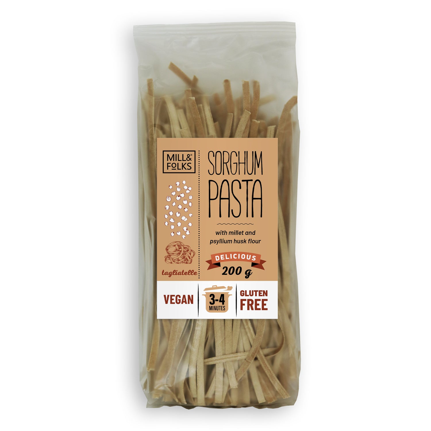 Sorghum pasta tagliatelle