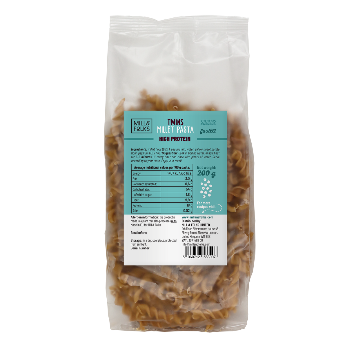 Twins high protein millet pasta fusilli
