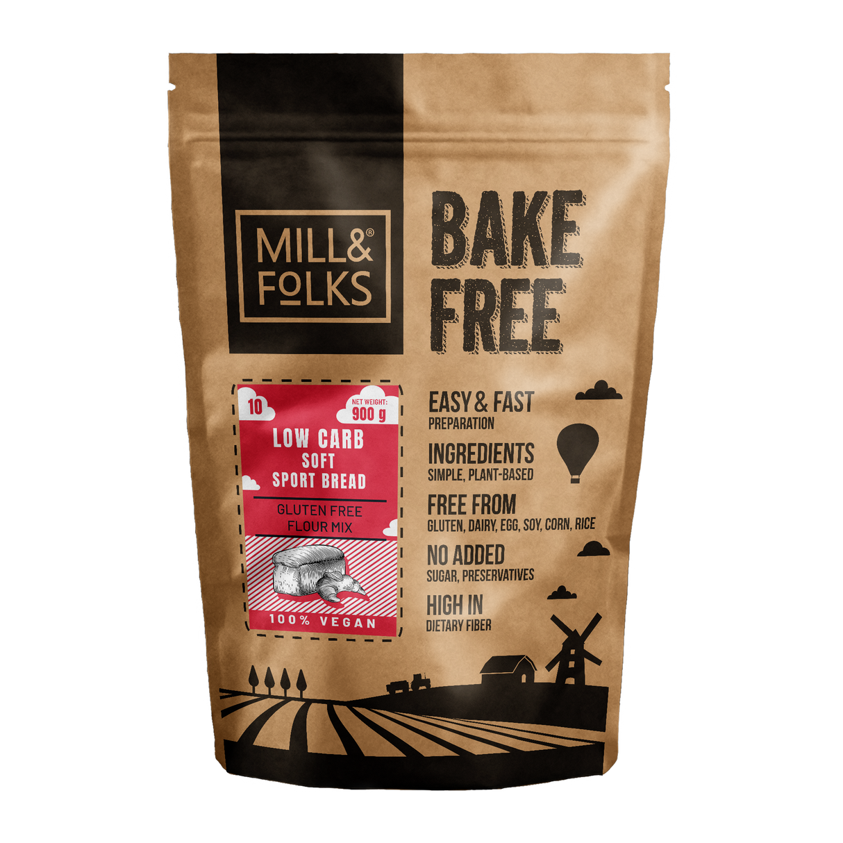 Bake-Free Low Carb High-Protein Soft Sport Bread Flour Mixture